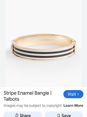 Talbots Gold-Tone Enamel Stripe Bangle — Black & White